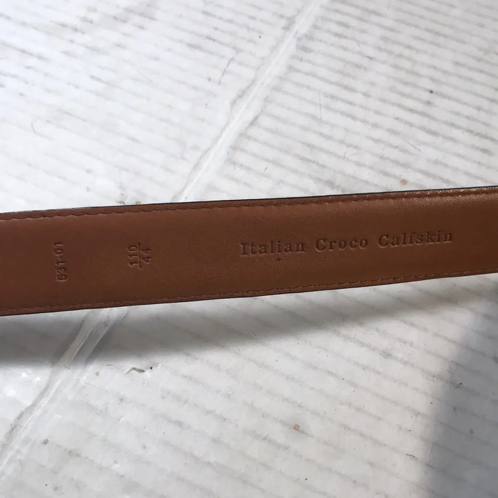 Vintage Italian Crocodile Calfskin Leather Diamonds Belt